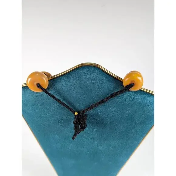 Vtg Yellow Resin & Metal Chunky Bead Necklace Big Bold Fashion Statement 1970's - Picture 7 of 8